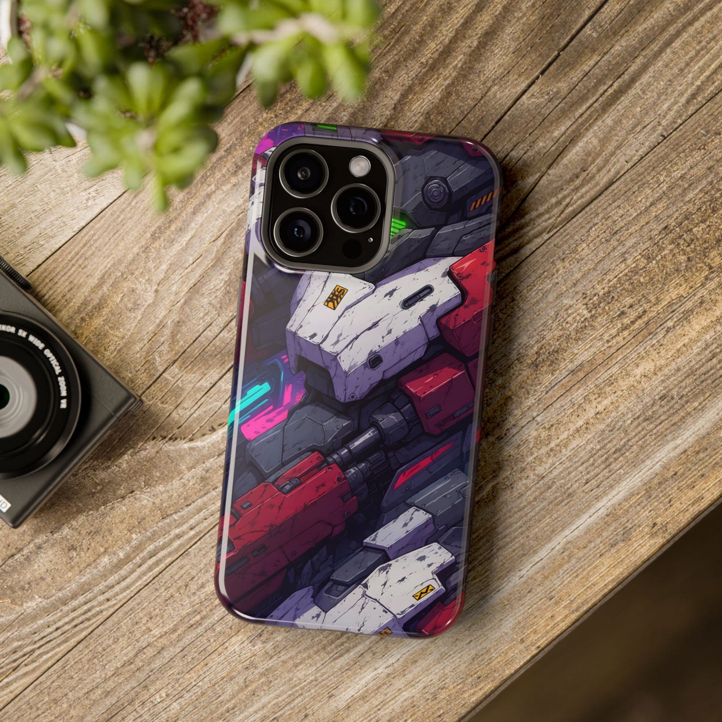 Cyber Armor: Battle-Worn Mecha Print MagSafe Case