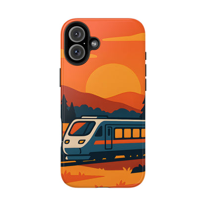 Golden Hour Express Tough Case - Minimalist Sunset Train Aesthetic Cover