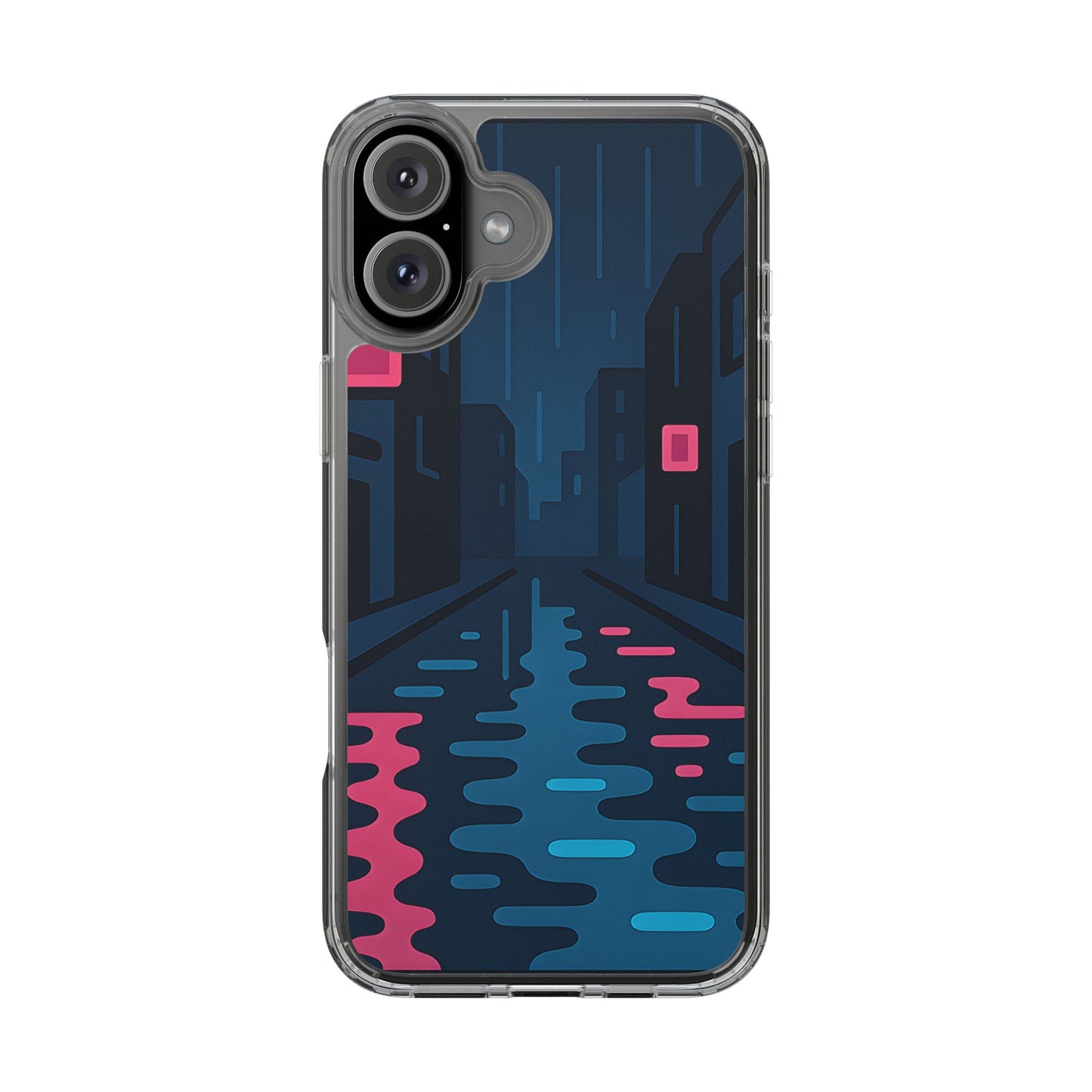 Clear Rainy Neon Street Case - Minimalist Urban Aesthetic Transparent Cover