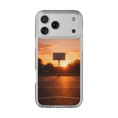 Clear Golden Hour Basketball Case - Urban Sunset Court Transparent Cover