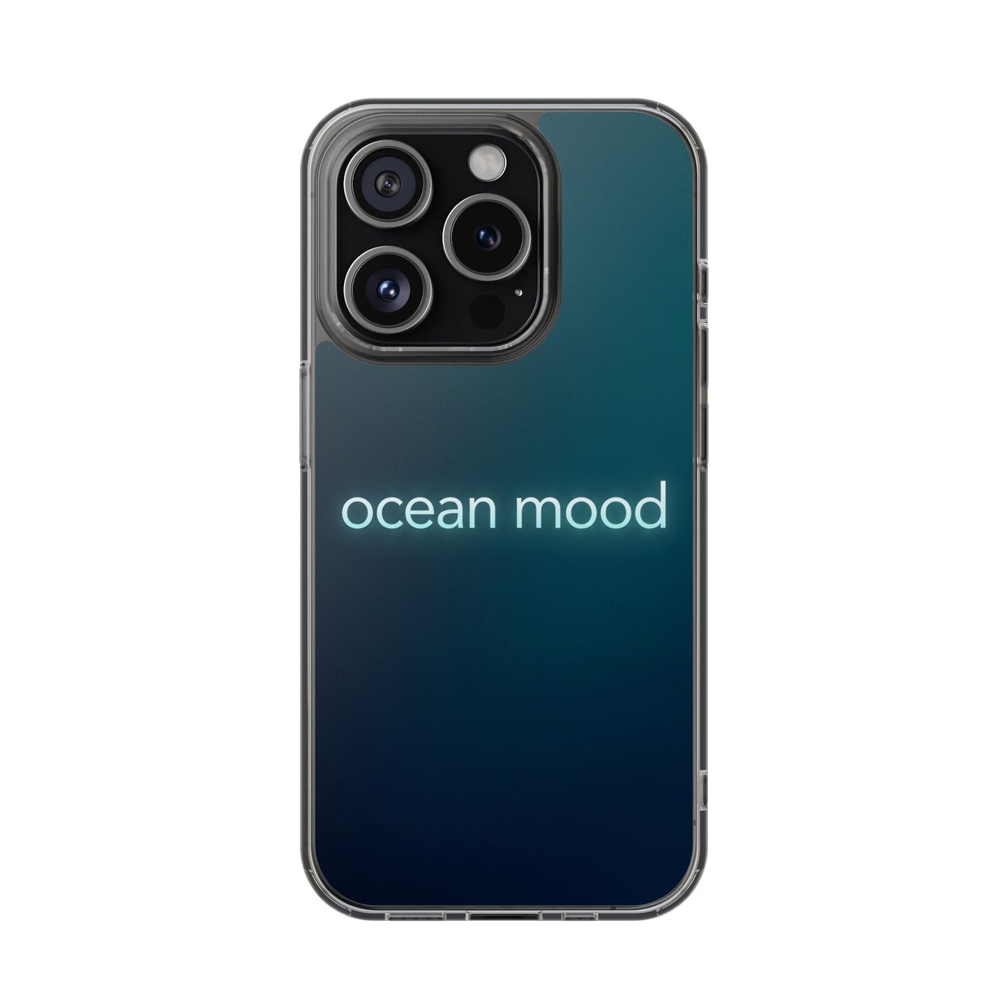 Dark Ocean Mood Neon Typography Case - MagSafe Compatible Minimalist Cover