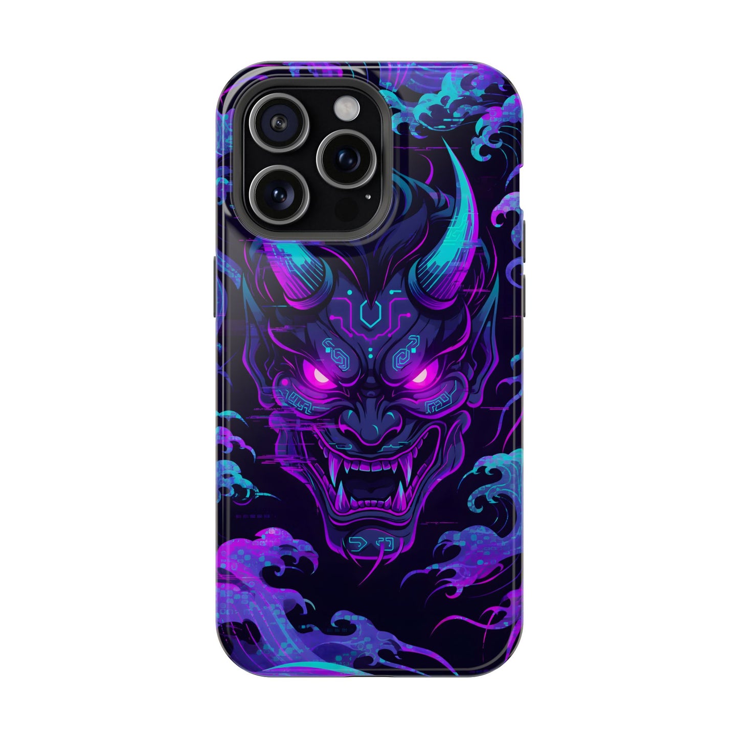 Cyber Oni: Neon Cyberpunk Japanese Mask MagSafe Case