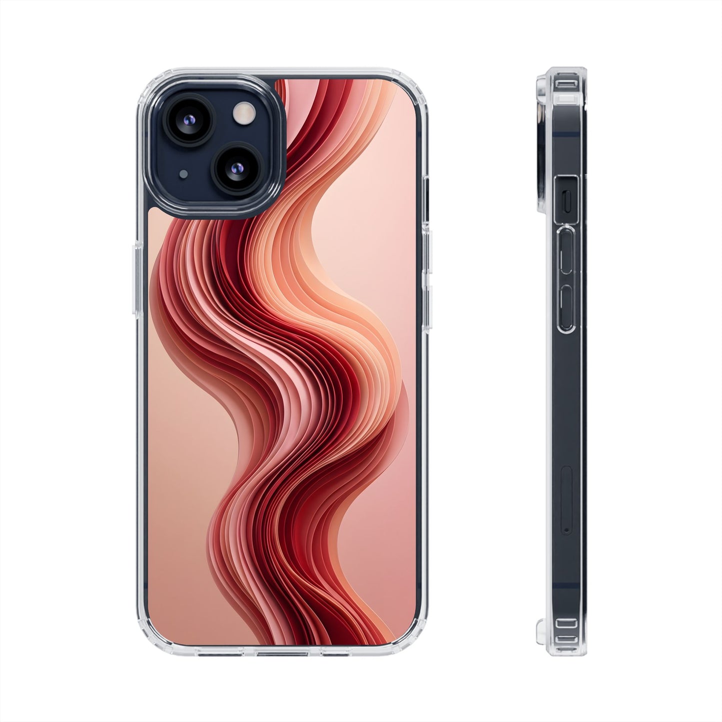 Terracotta Fluid Wave Clear Case - MagSafe Compatible Abstract Cover