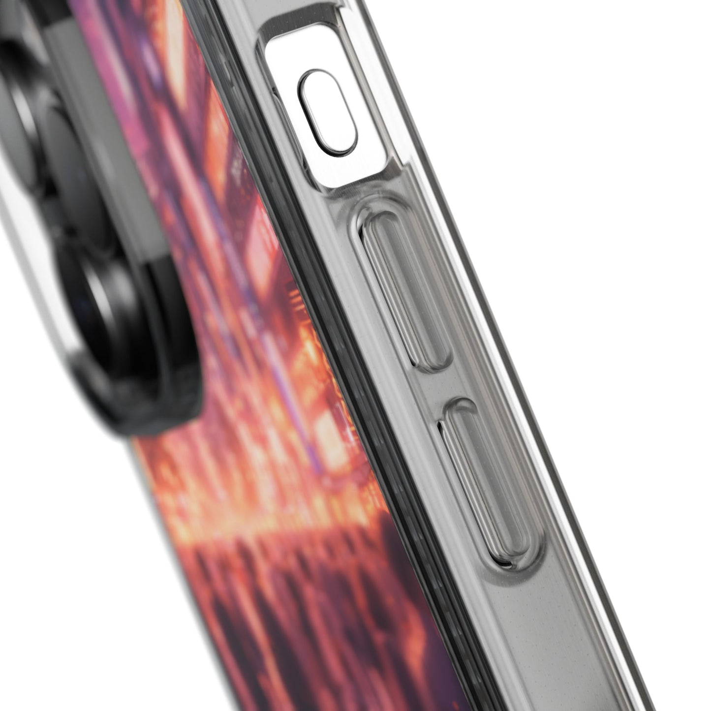 Clear Neon City Sunset Case - Tokyo Crosswalk Aesthetic Transparent Cover