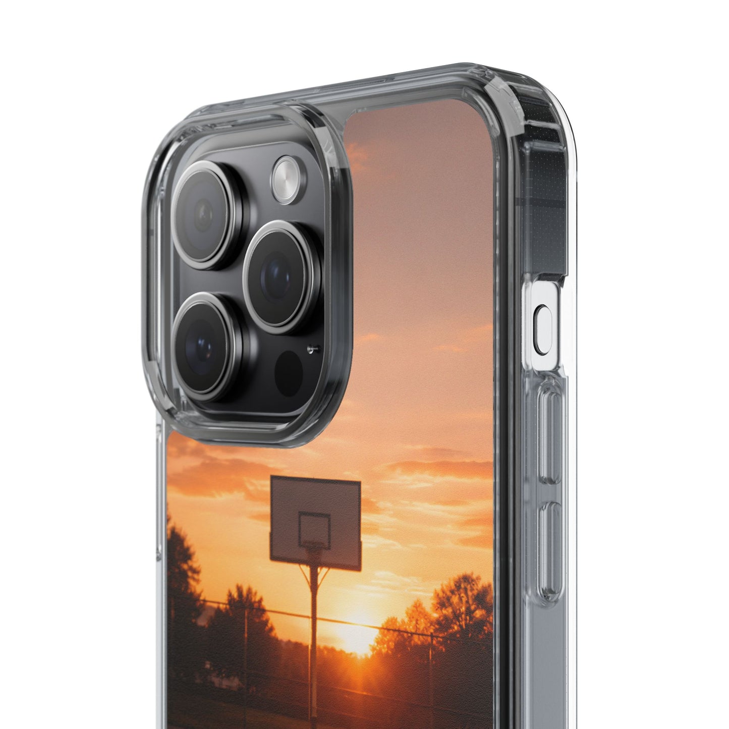 Clear Golden Hour Basketball Case - Urban Sunset Court Transparent Cover