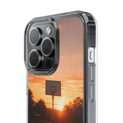 Clear Golden Hour Basketball Case - Urban Sunset Court Transparent Cover