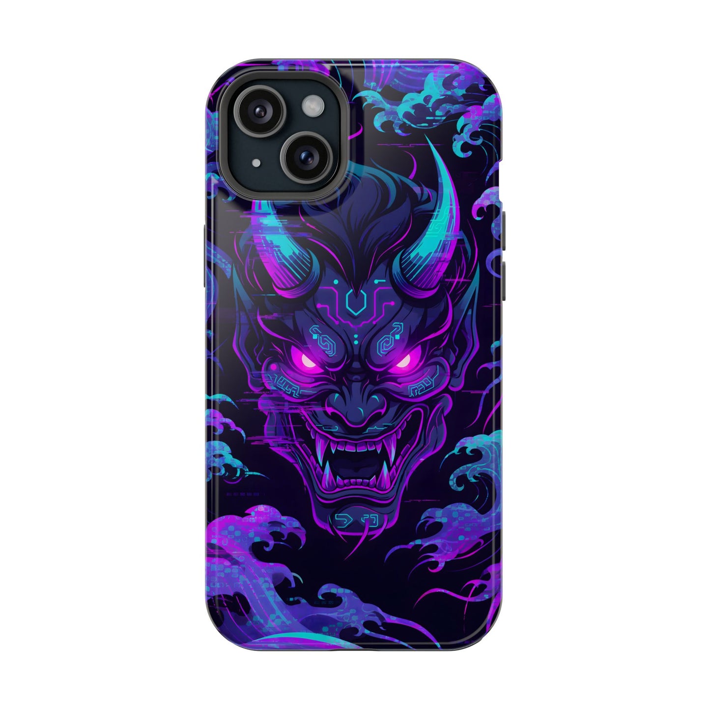 Cyber Oni: Neon Cyberpunk Japanese Mask MagSafe Case