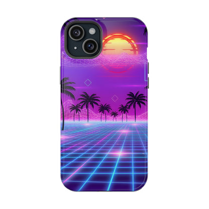 Neon Horizon: Premium Synthwave Sunset MagSafe Case