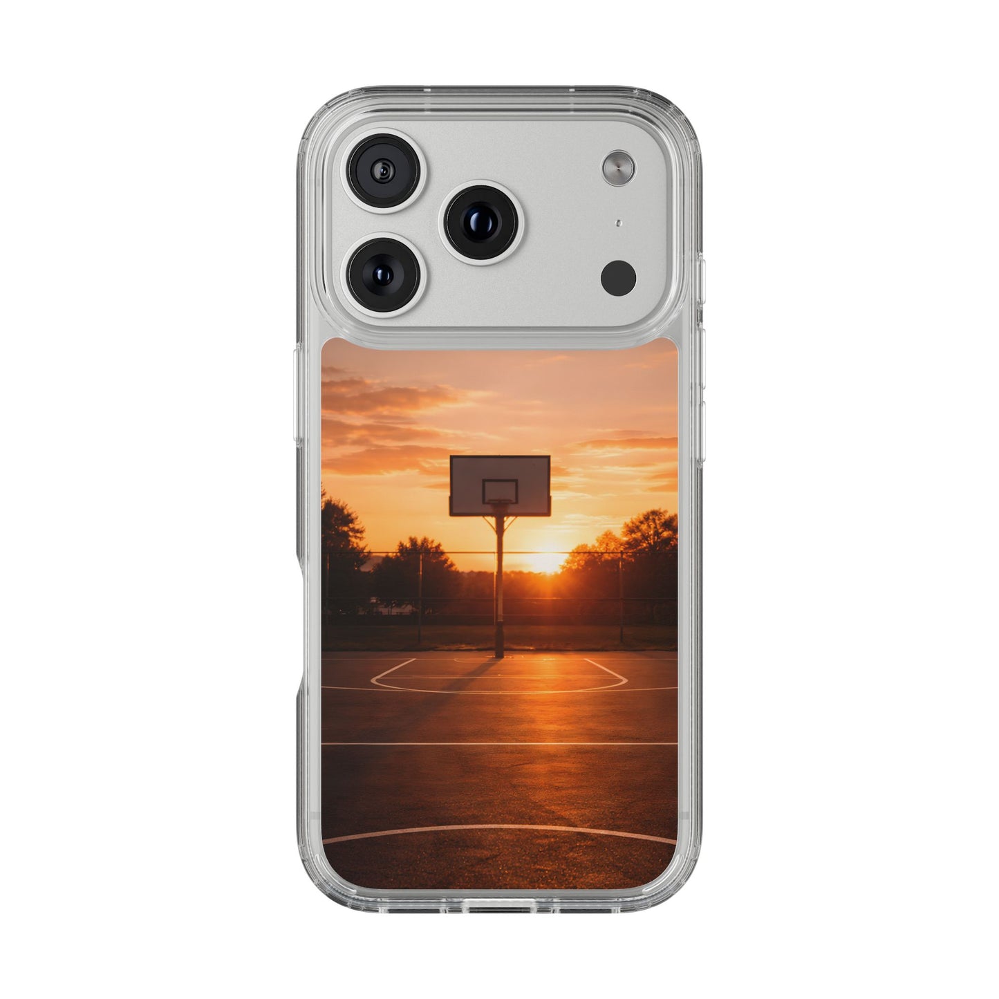 Clear Golden Hour Basketball Case - Urban Sunset Court Transparent Cover