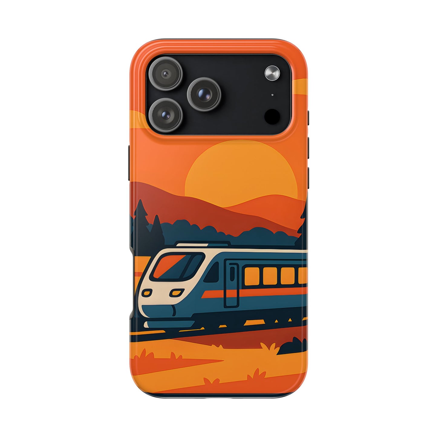Golden Hour Express Tough Case - Minimalist Sunset Train Aesthetic Cover