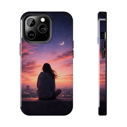 Dreamy Rooftop Sunset Tough Case - Lo-Fi Cityscape Cover for iPhone & Samsung