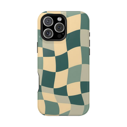 Forest Green Wavy Checkerboard Magnetic Case