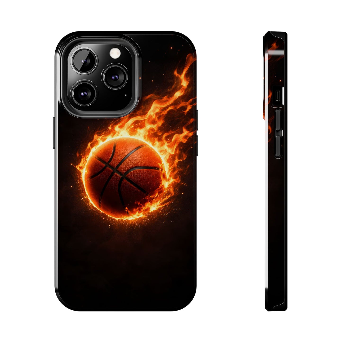 Flaming Basketball Tough Case - Fire Ball Sports Cover for iPhone & Samsung