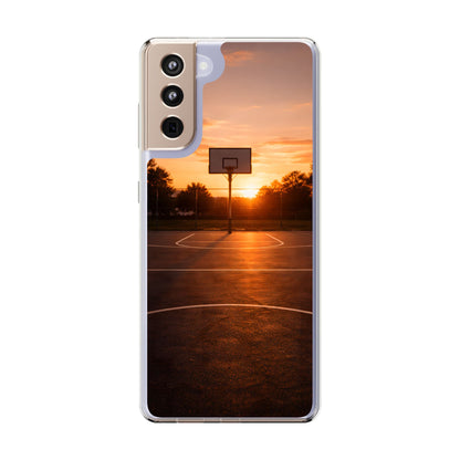Clear Golden Hour Basketball Case - Urban Sunset Court Transparent Cover