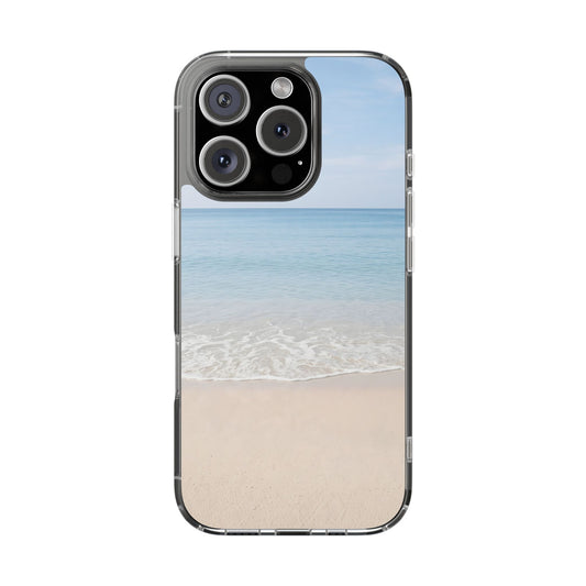 Serene Beach Landscape Clear Case - MagSafe Compatible Coastal Cover