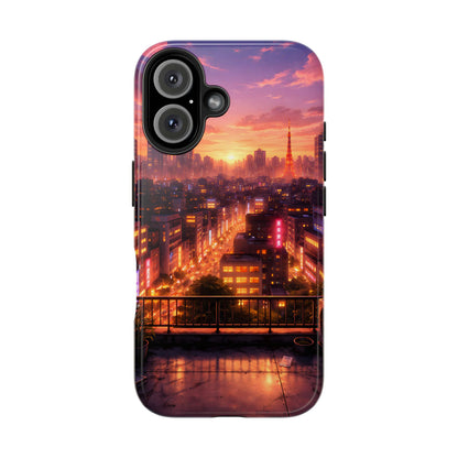 Tokyo Sunset Rooftop Tough Case - Urban Lo-Fi Skyline Cover for iPhone & Samsung