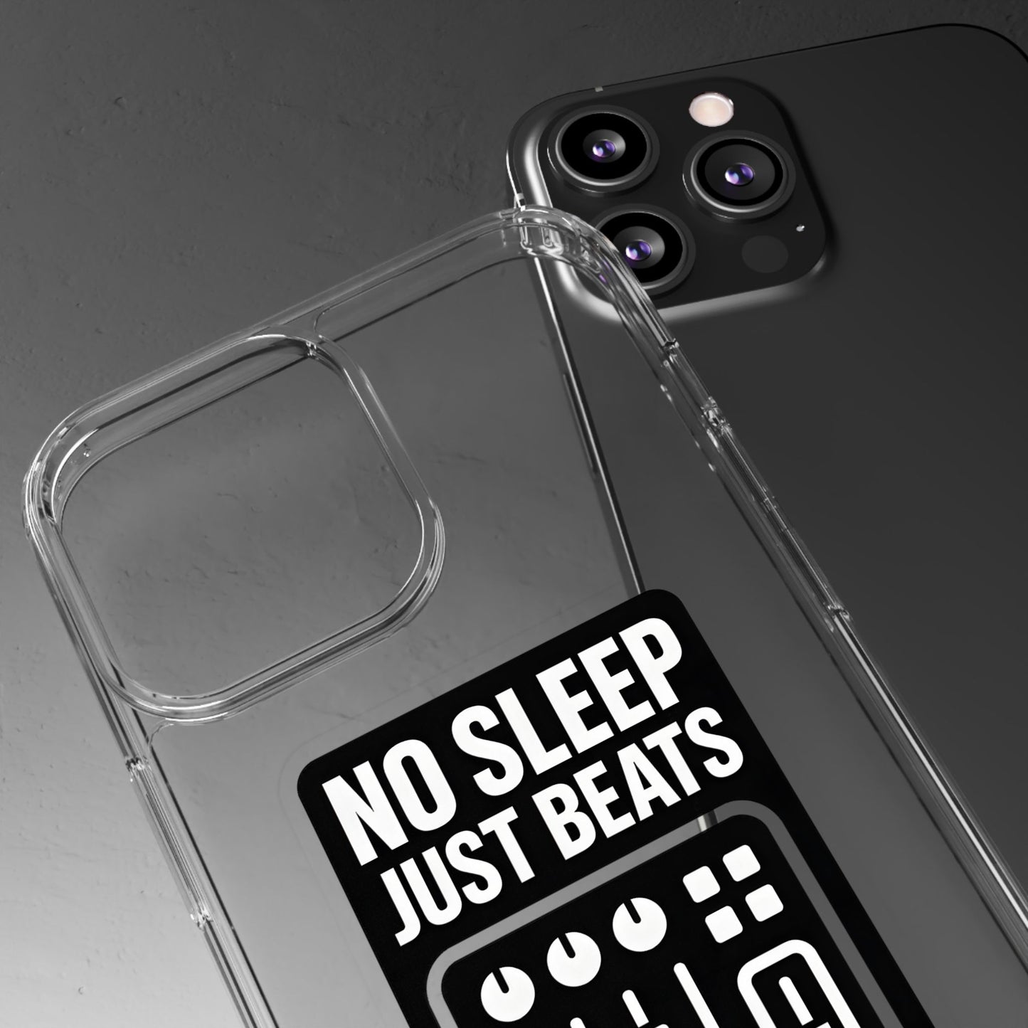 Clear "No Sleep Just Beats" Case - Minimalist DJ & Producer Transparent Cover