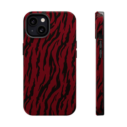 Crimson Instinct: Bold Red Tiger Print MagSafe Case