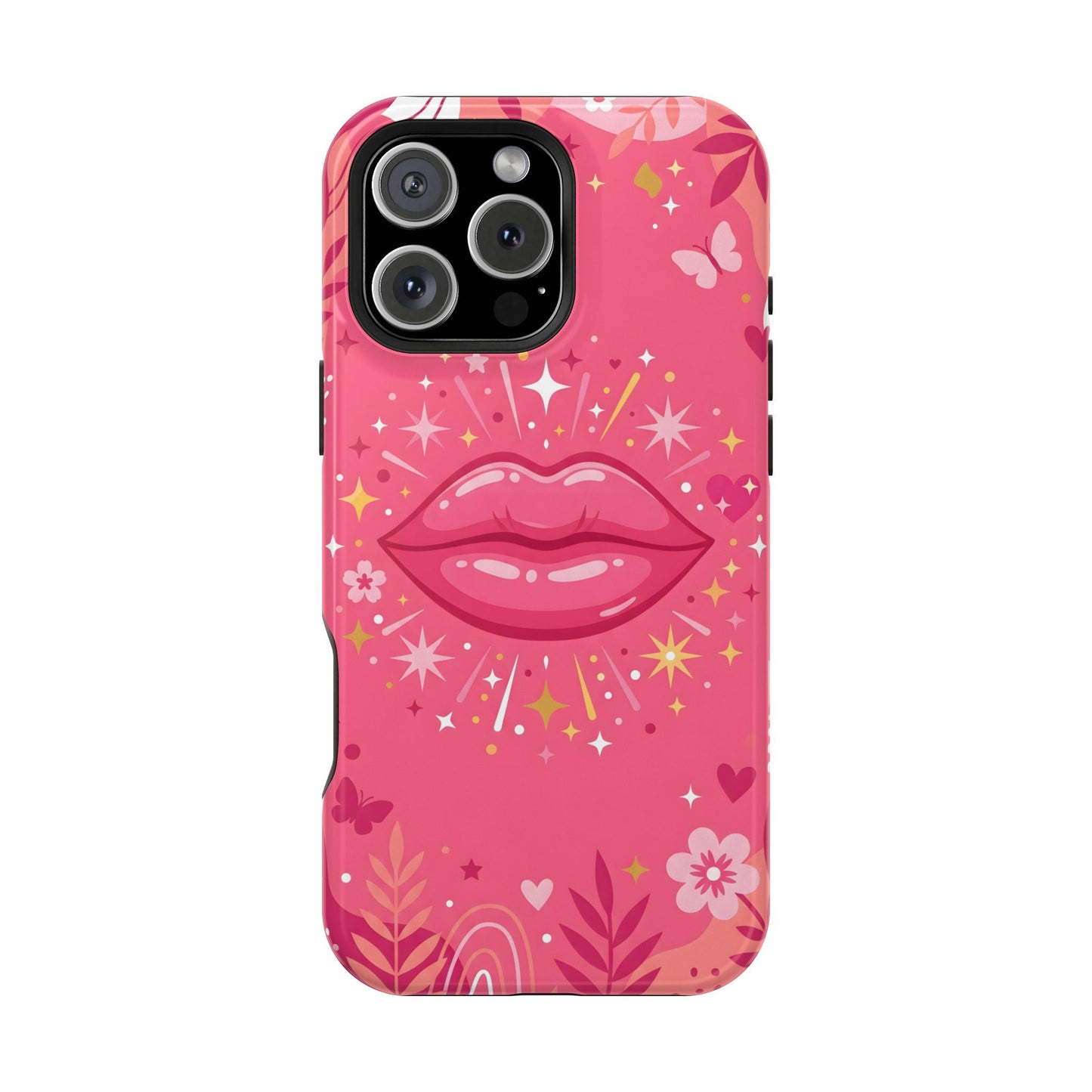 Retro Pink Kiss Floral Magnetic Impact Case