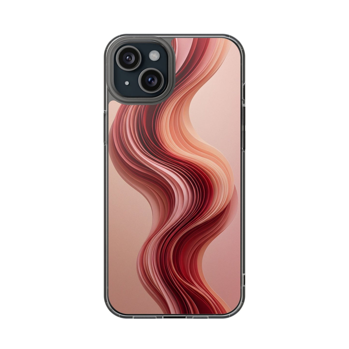 Terracotta Fluid Wave Clear Case - MagSafe Compatible Abstract Cover