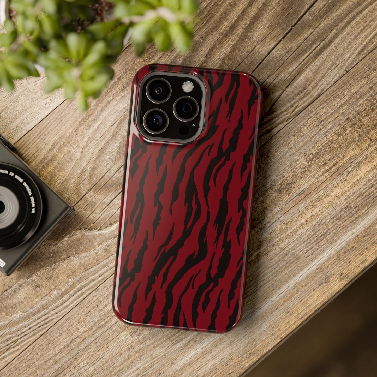 Crimson Instinct: Bold Red Tiger Print MagSafe Case