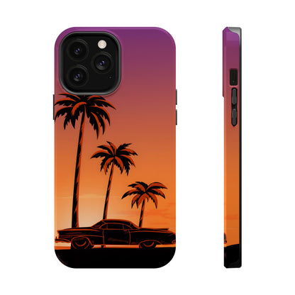 Retro Coastline: Vintage Car & Palm Sunset MagSafe Case
