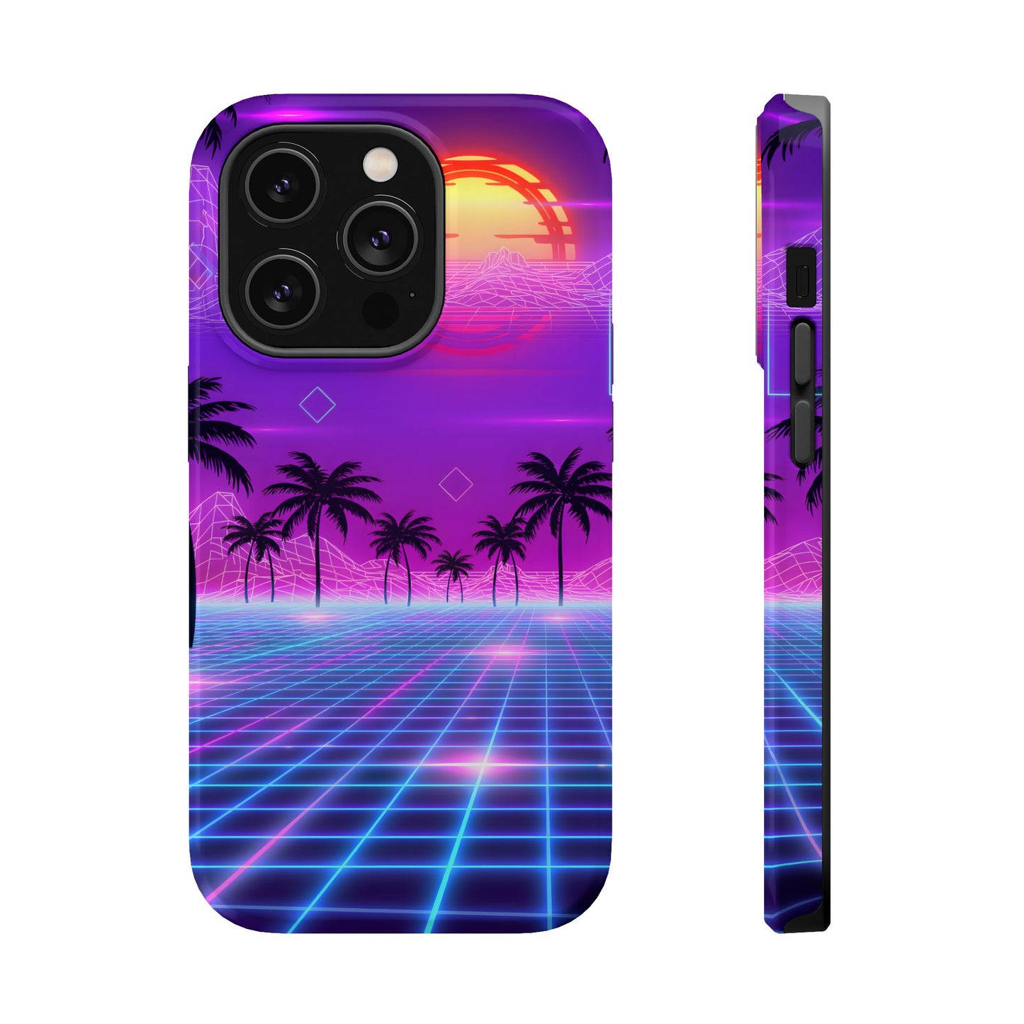 Neon Horizon: Premium Synthwave Sunset MagSafe Case