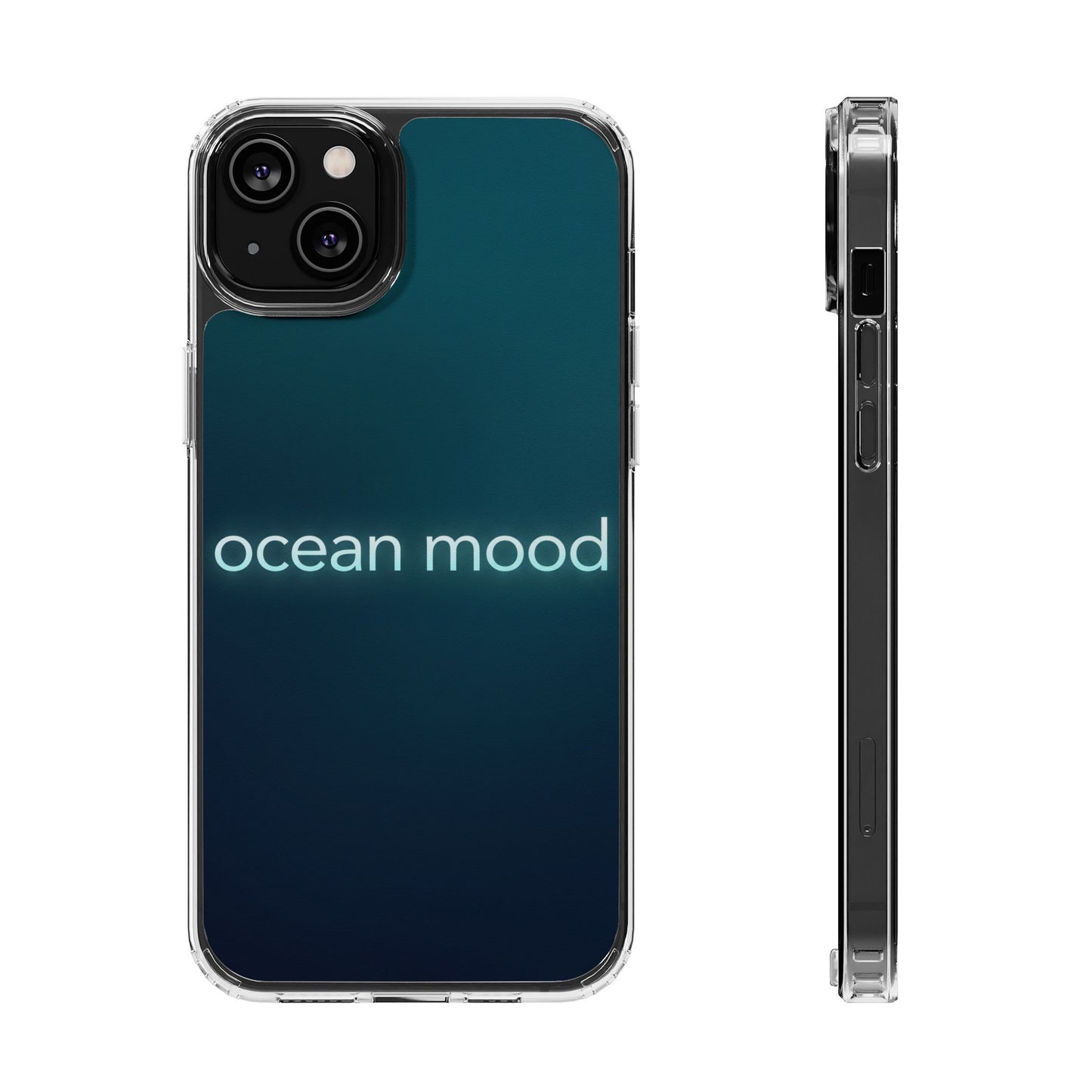 Dark Ocean Mood Neon Typography Case - MagSafe Compatible Minimalist Cover