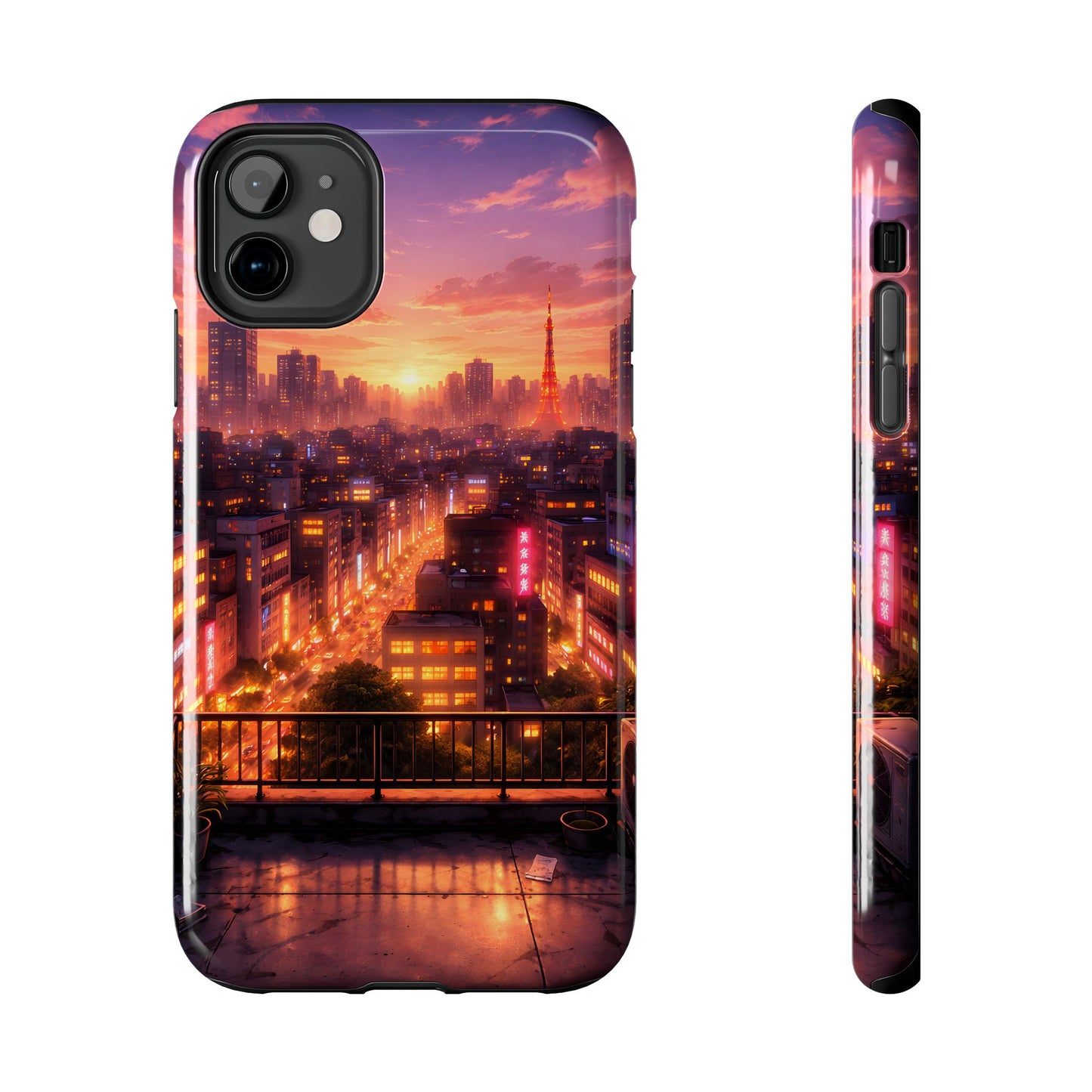 Tokyo Sunset Rooftop Tough Case - Urban Lo-Fi Skyline Cover for iPhone & Samsung