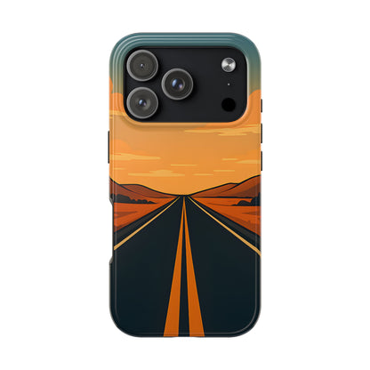 Endless Highway Tough Case - Minimalist Sunset Road Trip Aesthetic Cover