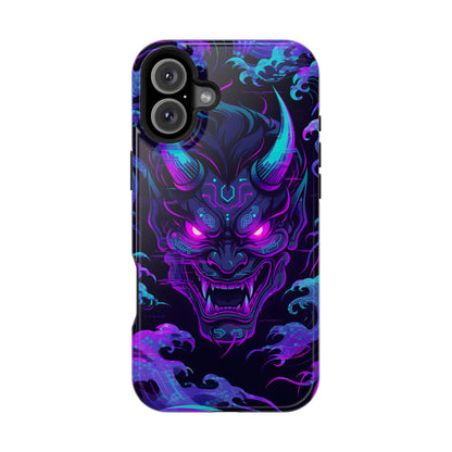 Cyber Oni: Neon Cyberpunk Japanese Mask MagSafe Case