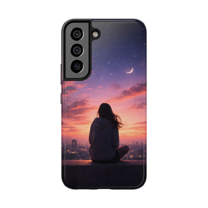 Dreamy Rooftop Sunset Tough Case - Lo-Fi Cityscape Cover for iPhone & Samsung