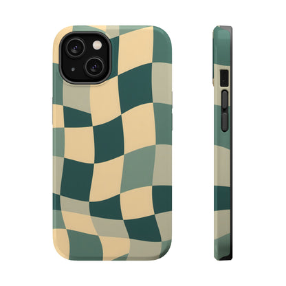 Forest Green Wavy Checkerboard Magnetic Case