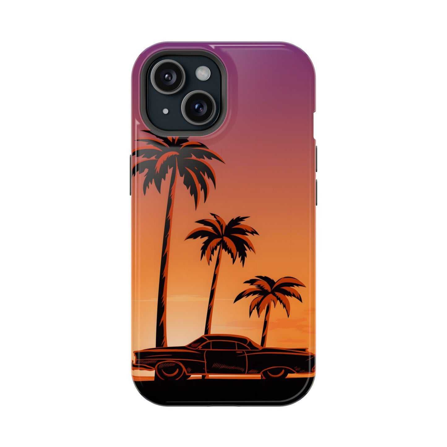 Retro Coastline: Vintage Car & Palm Sunset MagSafe Case