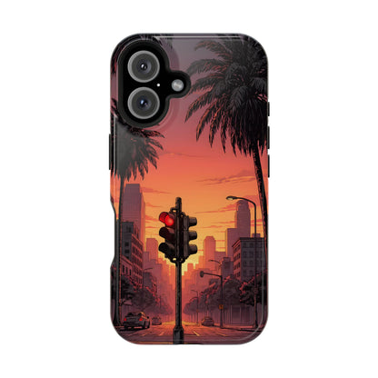 Lofi City Sunset: Aesthetic Urban Palm Tree MagSafe Case