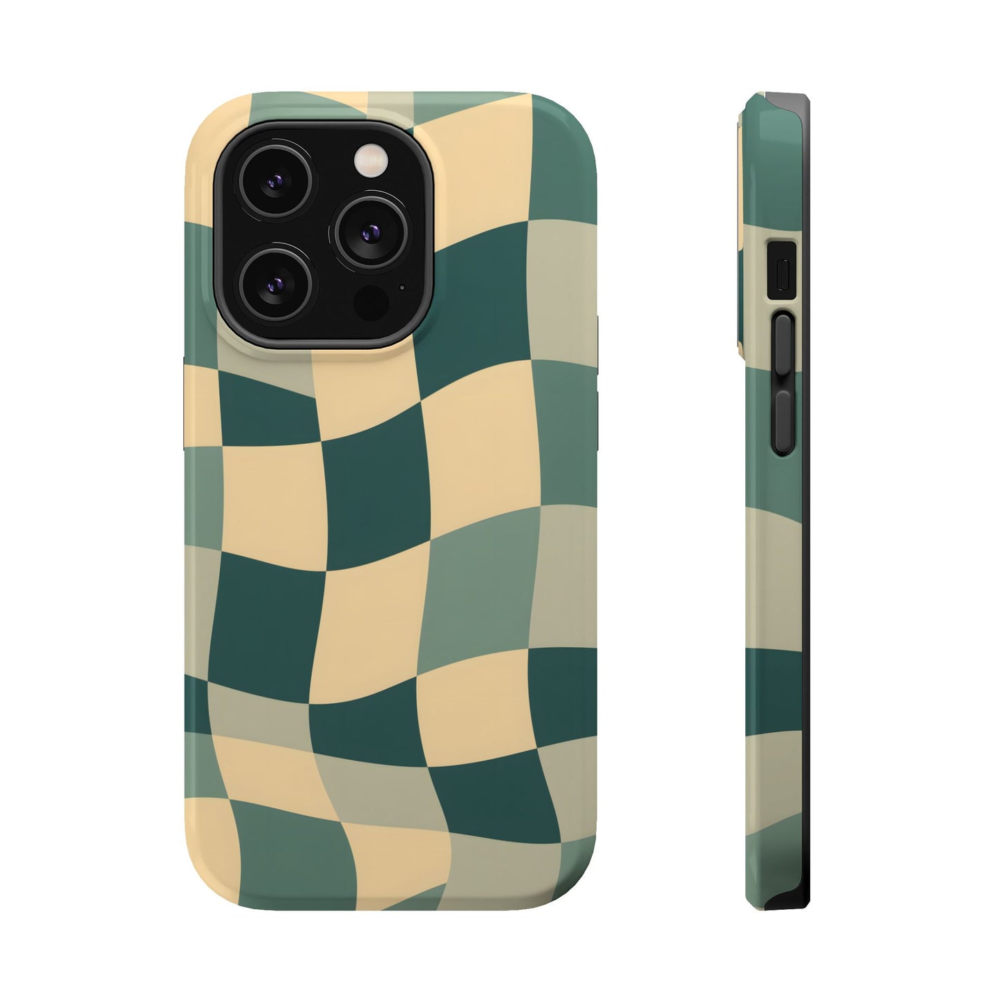 Forest Green Wavy Checkerboard Magnetic Case