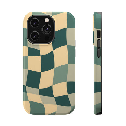 Forest Green Wavy Checkerboard Magnetic Case
