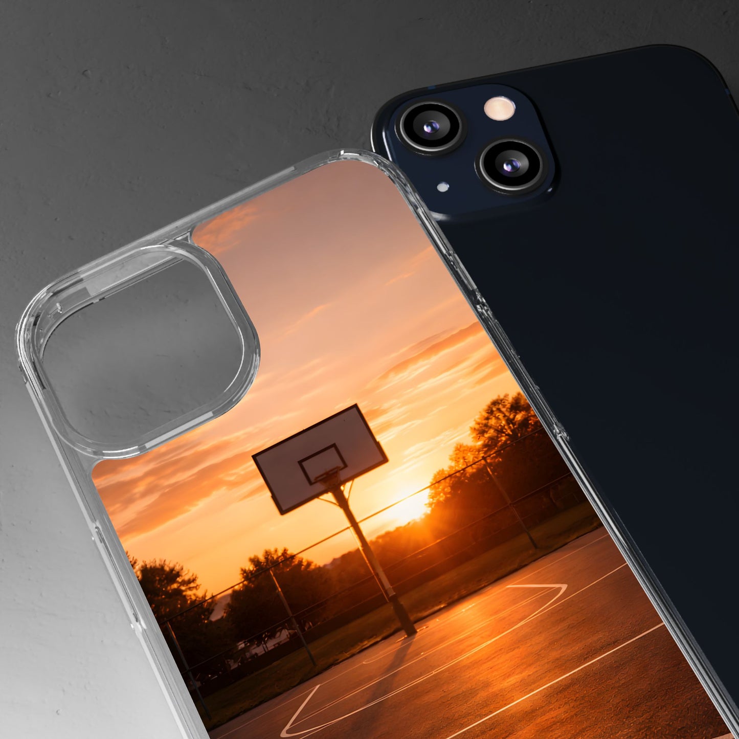 Clear Golden Hour Basketball Case - Urban Sunset Court Transparent Cover