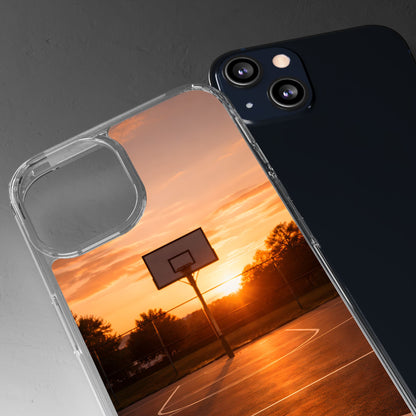 Clear Golden Hour Basketball Case - Urban Sunset Court Transparent Cover