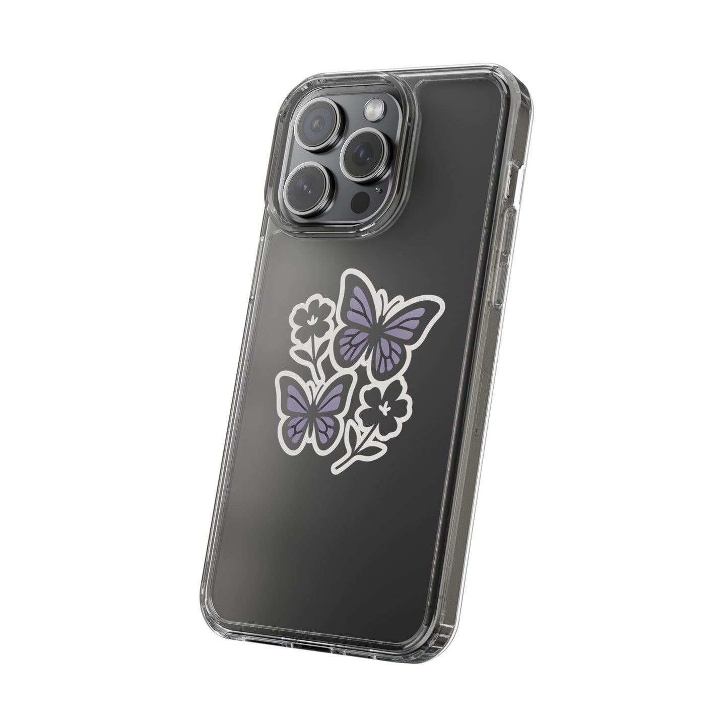 Clear Lavender Butterfly Case - Floral Botanical Transparent Cover for iPhone & Samsung