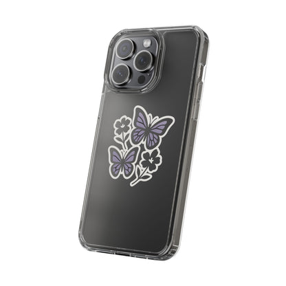 Clear Lavender Butterfly Case - Floral Botanical Transparent Cover for iPhone & Samsung