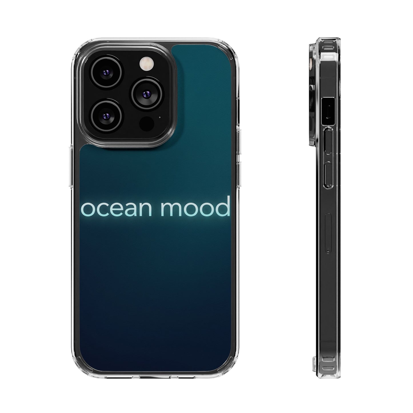 Dark Ocean Mood Neon Typography Case - MagSafe Compatible Minimalist Cover