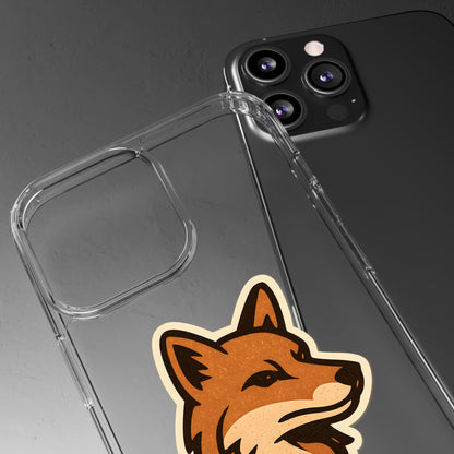 Clear Fox Emblem Phone Case - Vintage Wildlife Sticker Transparent Cover