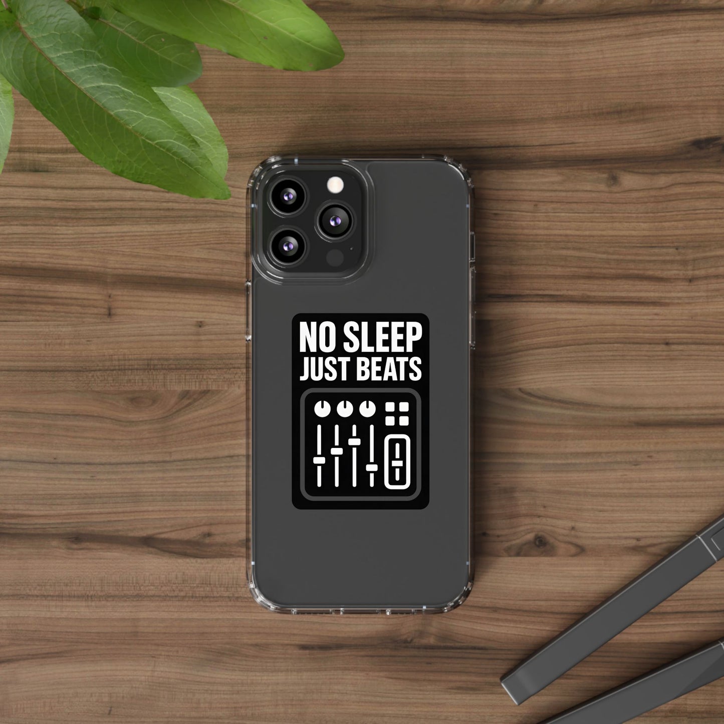 Clear "No Sleep Just Beats" Case - Minimalist DJ & Producer Transparent Cover