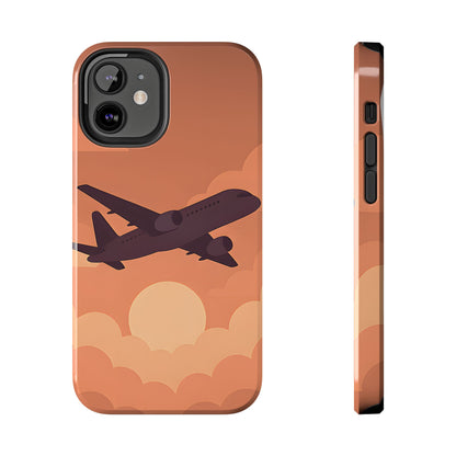 Golden Skies Airplane Tough Case - Minimalist Aviation Cover for iPhone & Samsung
