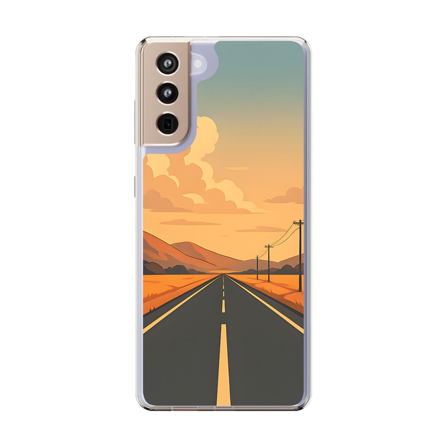 Clear Open Road Sunset Case - Minimalist Journey Aesthetic Transparent Cover