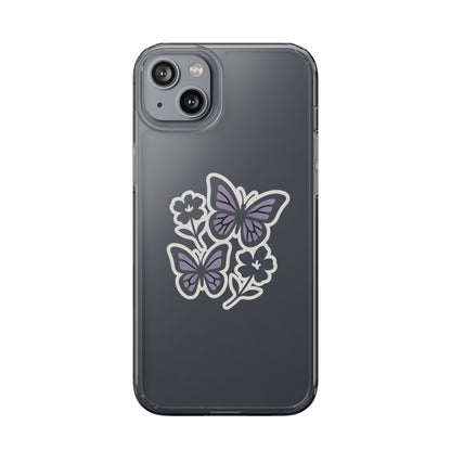 Clear Lavender Butterfly Case - Floral Botanical Transparent Cover for iPhone & Samsung
