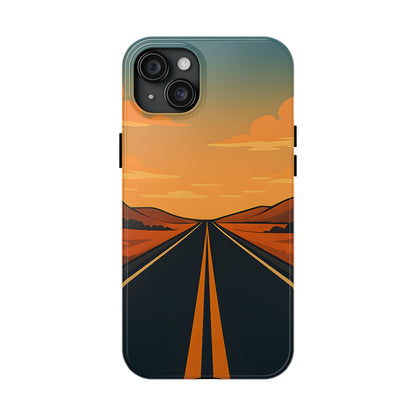 Endless Highway Tough Case - Minimalist Sunset Road Trip Aesthetic Cover