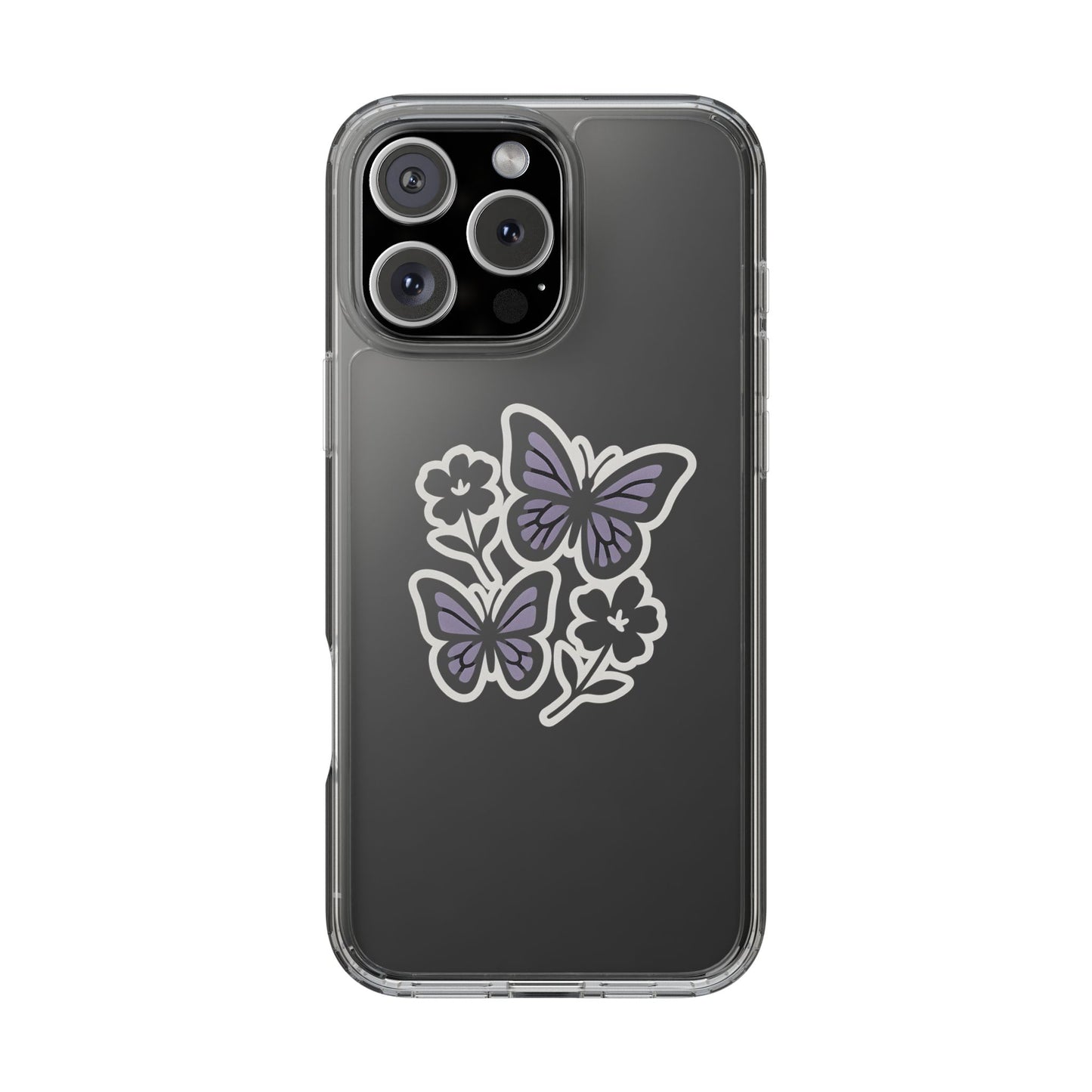 Clear Lavender Butterfly Case - Floral Botanical Transparent Cover for iPhone & Samsung