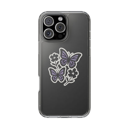 Clear Lavender Butterfly Case - Floral Botanical Transparent Cover for iPhone & Samsung